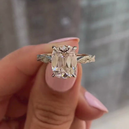 Old Mine Elongated Cushion Lab Grown Engagement Ring