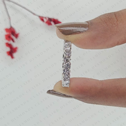 2.04 TCW Heart Cut Moissanite Diamond Eternity Band, Full Eternity Wedding Ring, White Gold Anniversary Band, Unique Bridal Ring