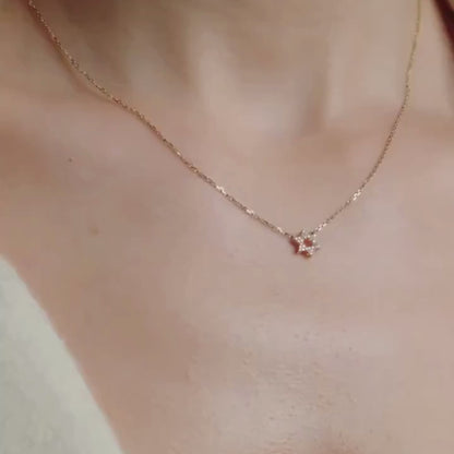 0.56 Round Cut Gold Star of David Necklace Lab Grown Diamond Pendant