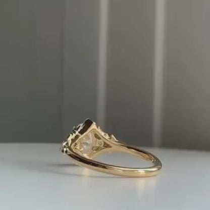 Oval Cut Lab Grown Engagement Ring Vintage Inspired Wedding Ring
