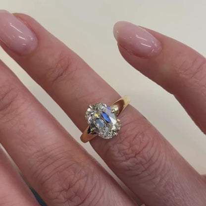 Old Mine  Elongated Cushion Antique Moissanite Engagement Ring Unique  Gold Wedding Ring