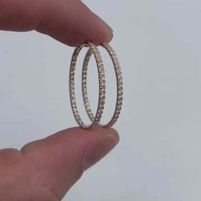 1.26 TCW Lab Grown Diamond Hoop Earrings in Gold Round Brilliant Cut Diamond Hoops Elegant Everyday Fine Jewelry