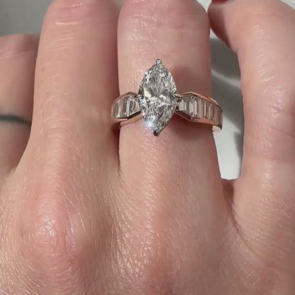Marquise Lab Grown Engagement Ring Channel Set Wedding Ring