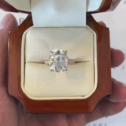 Silver diamond ring with box gift jewelry