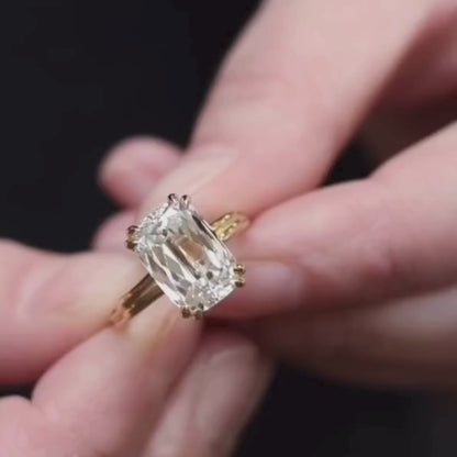 Criss Cut Moissanite Engagement Ring Double Claw Prong Gold Wedding Ring