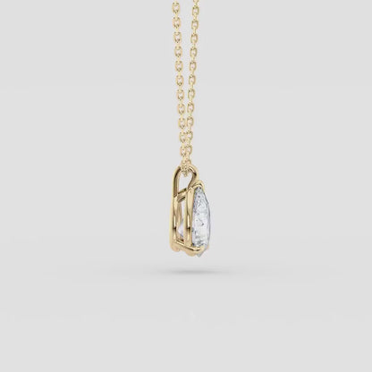 1.00 CT Pear Cut Lab-Grown Diamond Pendant Necklace Gold Solitaire Drop, IGI Certified