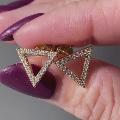 0.96 TCW Triangle Moissanite Diamond Stud Earrings in Gold Geometric Minimalist Diamond Earrings Everyday Luxury Jewelry