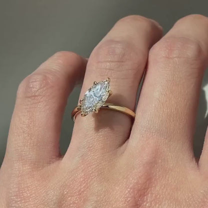 East West Marquise Lab Grown Engagement Ring Gold Solitaire Ring