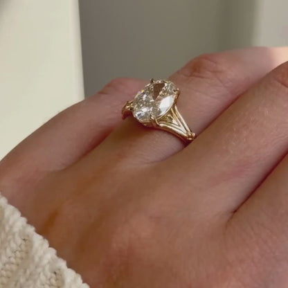 Oval Cut Lab Grown Engagement Ring Solid Gold Solitaire Wedding Ring