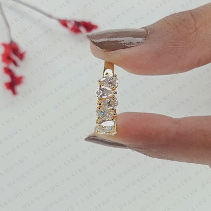 1.75 TCW Pear Cut Lab Grown Diamond Band in Gold Elegant Pear Shape Eternity Wedding Band for Women