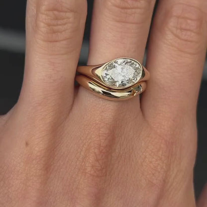 Elegant Oval Cut Moissanite Diamond Wrap Ring in Gold Modern Sculptural Statement Ring