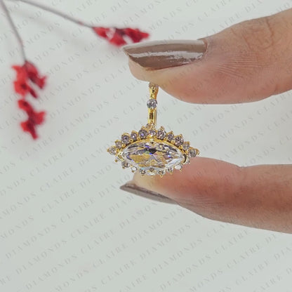 Marquise Cut Lab Grown Diamond Engagement Ring Floral Halo Ring Inspired Unique Statement Ring