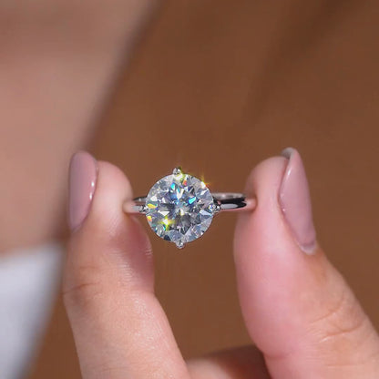 Classic Round Cut Solitaire Lab Grown Diamond Ring with Timeless Elegant Engagement Style