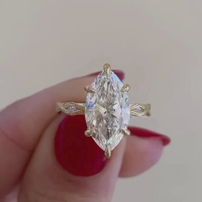 Marquise Cut Moissanite Engagement Ring Wedding Rings For Women Anniversary Gift For Her Bridal Handmade Promise Ring