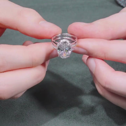Oval Cut Moissanite Engagement Ring Unique White Gold Wedding Ring