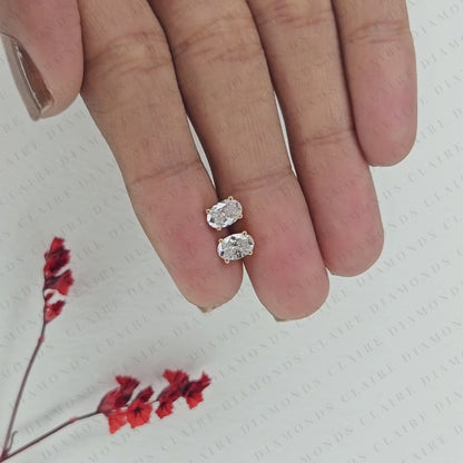Oval Cut Lab Grown Diamond Stud Earrings Classic Solitaire Earrings Elegant Minimalist Bridal Jewelry Timeless Gift for Her