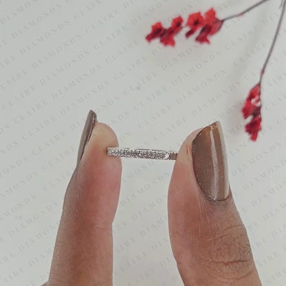 0.30 TCW Timeless Round Brilliant Lab Grown Diamond Eternity Wedding Band with Delicate Pavé Set Sparkling Accents