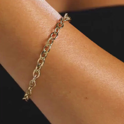 0.56 TCW Round Lab Grown Diamond Gold Link Bracelet Minimalist Jewelry