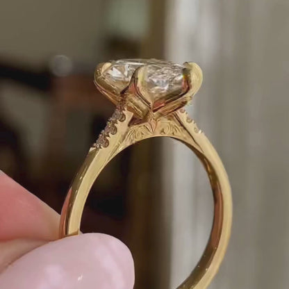 Marquise Cut Tulip Set Moissanite Engagement Ring Solid Gold Solitaire Ring Wedding Rings For Women Anniversary Ring Promise Ring