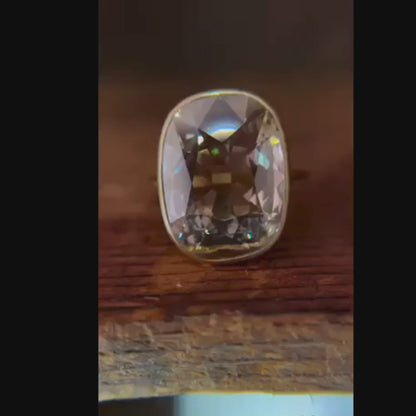 Old Mine Brown Elongated Cushion Engagement Ring Bezel Set Moissanite Vintage Ring Wedding Ring Anniversary Ring