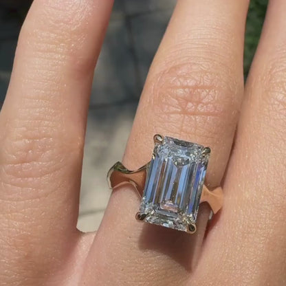 Emerald Moissanite Engagement Ring Unique Band Wedding Ring