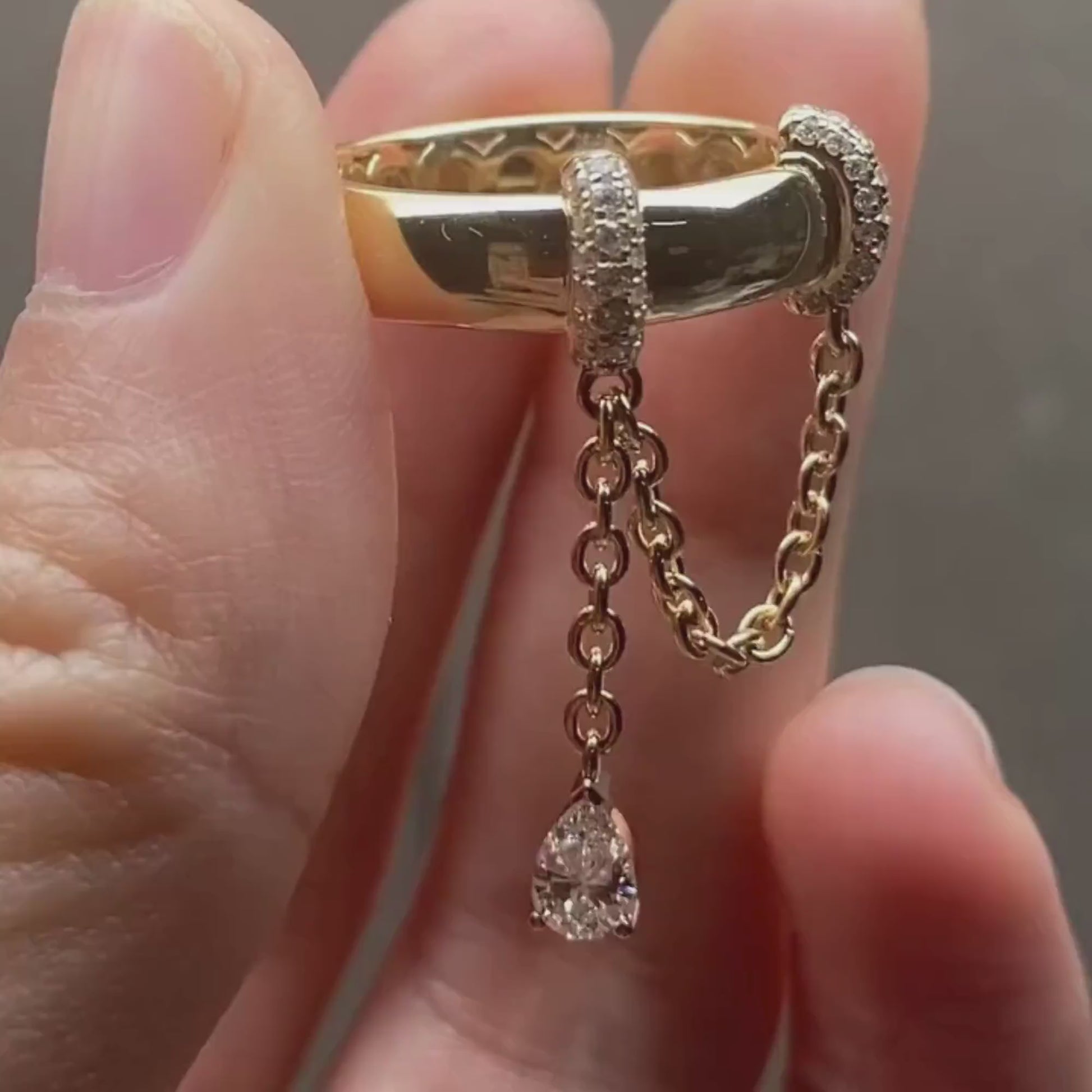 Gold chain ring unique modern design