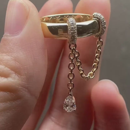 Gold chain ring unique modern design