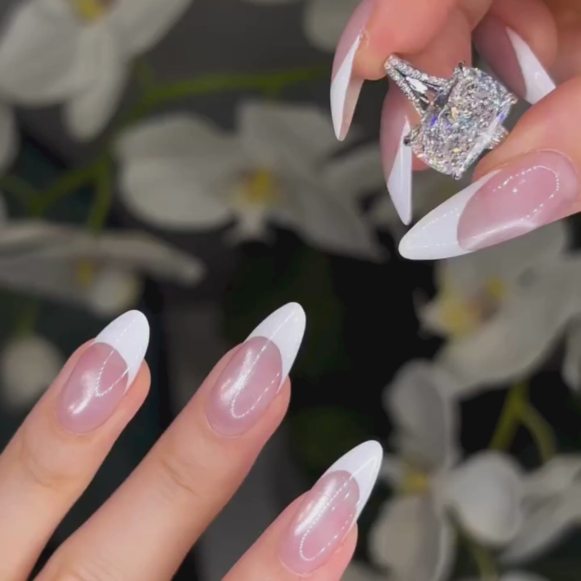 Silver crystal ring elegant design for women