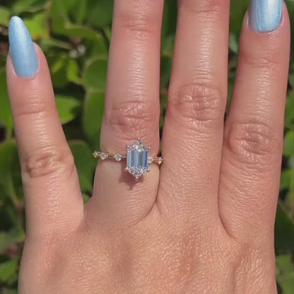 Hexagon Moissanite Engagement Ring Distance Pave Ring Wedding Ring Anniversary Ring For Women Antique Diamond Ring