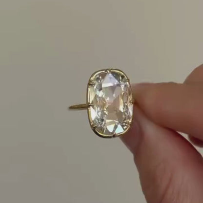 Old Mine Elongated Cushion Moissanite Diamond Ring Vintage Style Engagement Ring Solid Gold Solitaire Ring