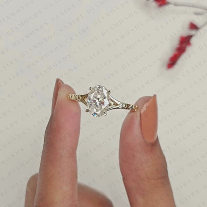 Oval Cut Moissanite Diamond Engagement Ring Vintage Floral Gold Ring Nature Inspired Solitaire Promise Ring for Women
