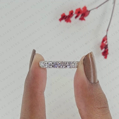 3.30 TCW Round Cut Lab Grown Diamond  Full Eternity Wedding Ring Anniversary Band  Stackable Diamond Ring