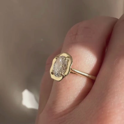 Oval Cut Bezel Set Lab Grown Engagement Ring Solitaire Unique Wedding Ring Total  Diamond