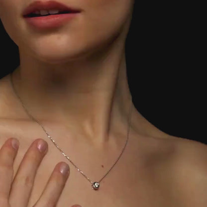 0.50 CT Round Dainty Gold Lab Diamond Bezel Necklace Ethical Minimalist Jewelry