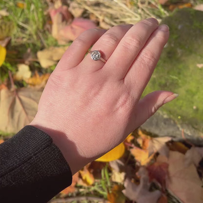 Round Cut Bezel Set Lab Grown Engagement Ring Gold Two Tone Wedding Ring