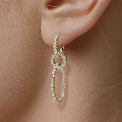 1.10 TCW Round Cut Lab Grown Diamond Drop Earrings Modern Link Dangles