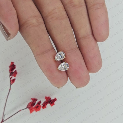 Pear Cut Lab Grown Diamond Stud Earrings Classic Solitaire Earrings Elegant Minimalist Bridal Jewelry Timeless Gift for Her