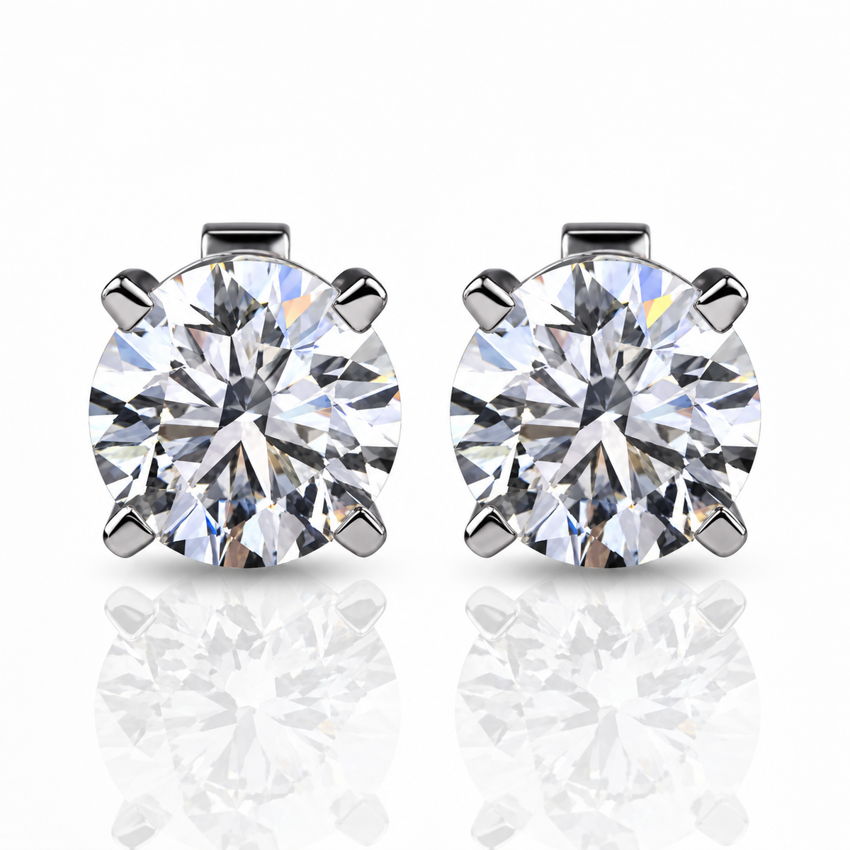 925 Silver Stud Earring Studded With 5 MM Round Cut in Moissanite Diamond by Claire Diamonds