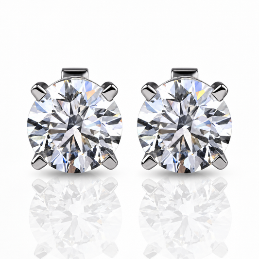 925 Silver Stud Earring Studded With 5 MM Round Cut in Moissanite Diamond by Claire Diamonds